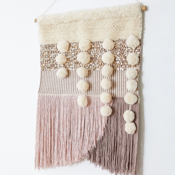 LARGE West Elm X Pottery Barn Woven Wall Hanging Blush Pink Tapestry NEW in BOX - Picture 6 of 8